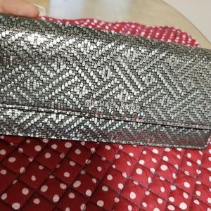 Michael Kors silver metallic snap closure wallet